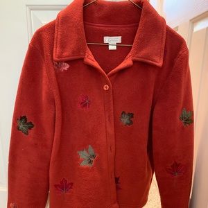Fall Leaf Fleece Button-up Jacket